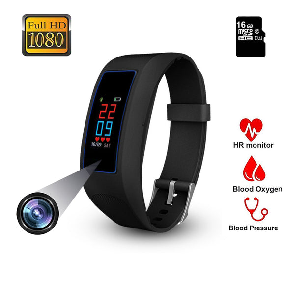 Hidden camera Smart bracelet 1080P, Invisible Camera lens Fitness tracker, Wearable Spy camera wristband.