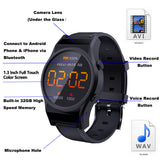 Smart Watch with Camera, Waterproof IPX6 Smartwatch Mini Cam, 1.3 Inch Round Screen 1080P Video Recording Smart Watch for Android iOS Outdoor