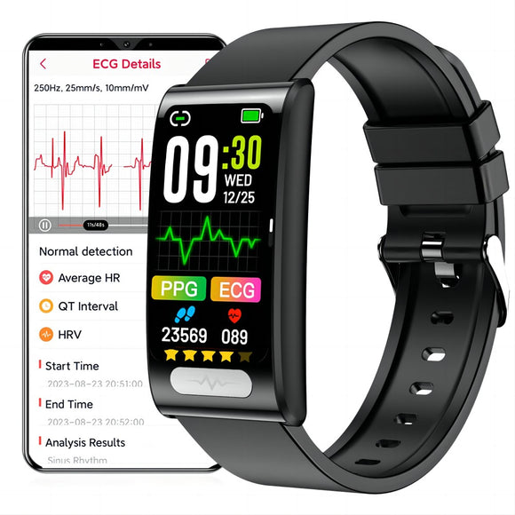 TK70A Smart Watch ECG, 1,47 Inches Waterproof Smartwatch with Blood Pressure, SpO2, Heart Rate, Body Temperature, Message Call Reminder